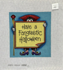 Patti Mann Handpainted Needlepoint Canvas 18 Mesh "Have a Fantastic Halloween"