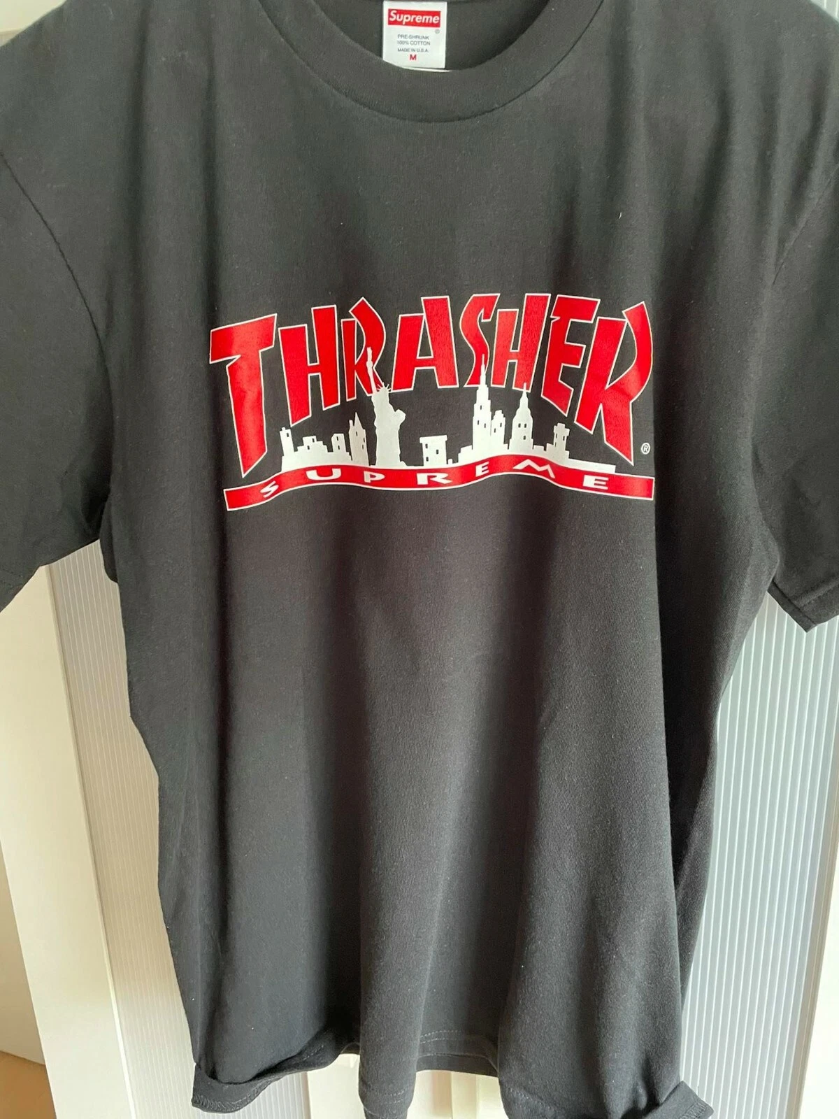 T shirt logo boîte à tee noire Supreme x Thrasher Skyline FW 21 TAILLE M