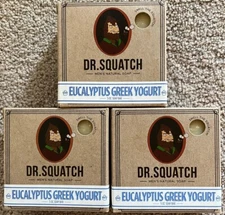 3 Dr Squatch 5 oz Bar Soap (3) Eucalyptus Greek Yogurt Bar Soap