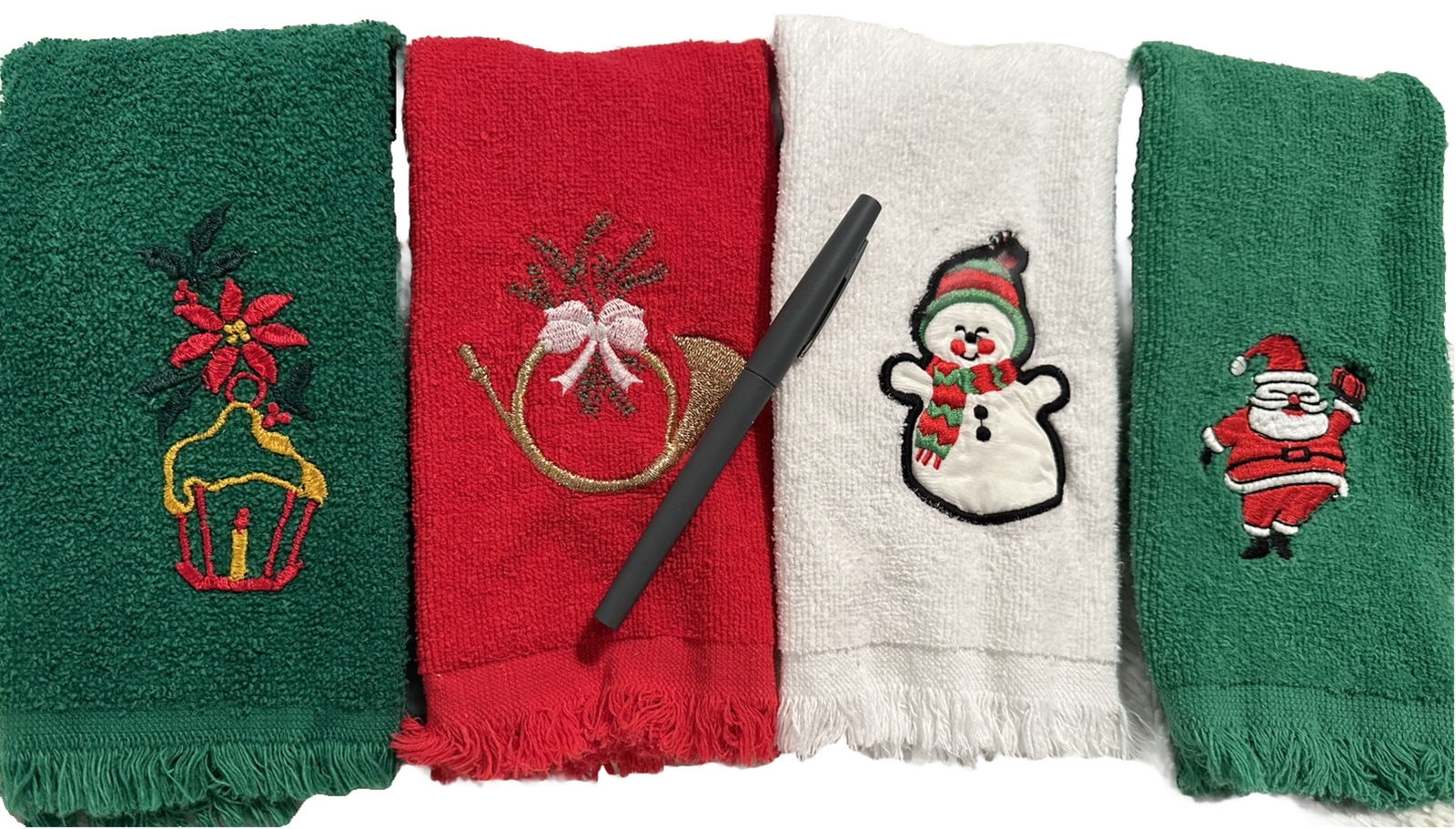 Lot Of 4 Vintage Embroidered Snowman Tress Christmas Fingertip Towels eBay