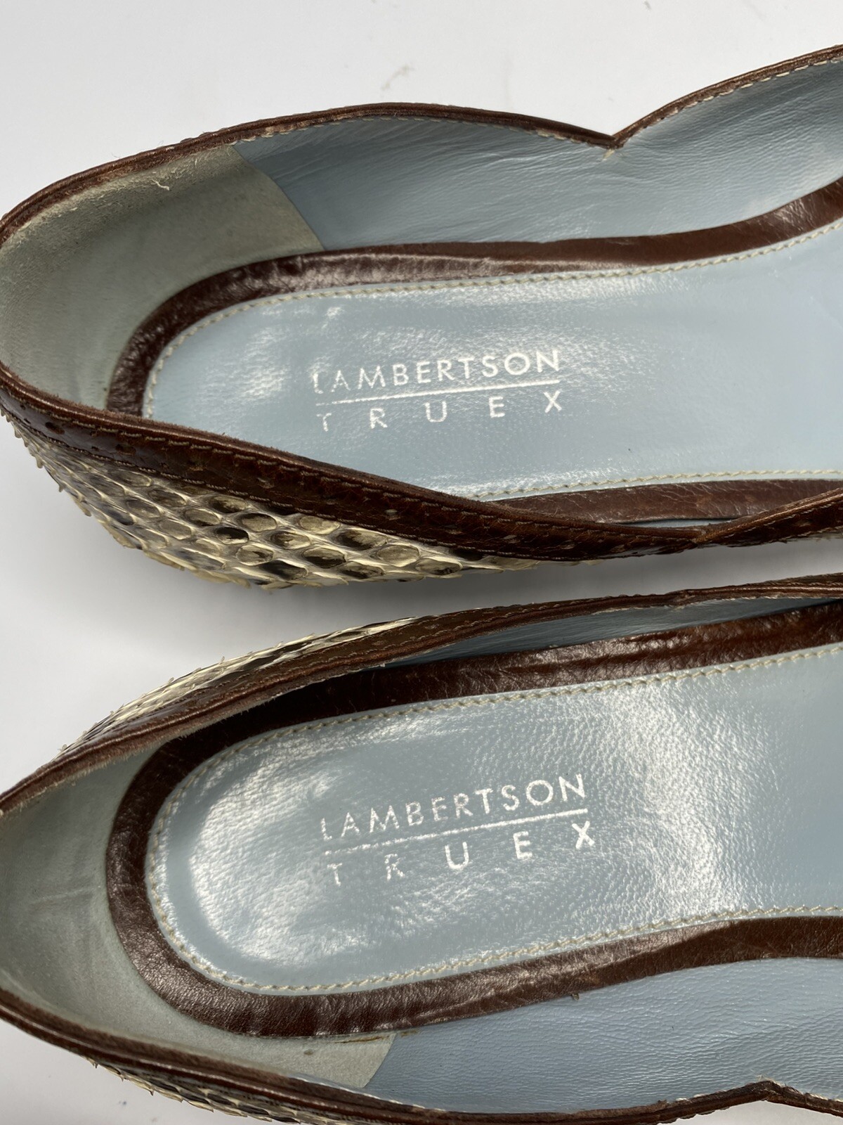 Lamberston Truex Brown White Python Leather Balle… - image 18