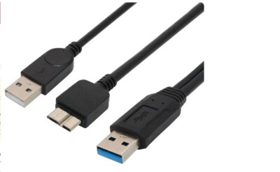 Kabel Doppel USB 2.0 3.0 Micro B für Festplatte Außen WD Seagate Toshiba Canvio