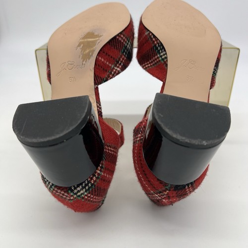 J.Crew Millie Deep Ruby Plaid Patent Toe Ankle Strap Block Heels Pumps Size 6.5 - 第 10/13 張圖片