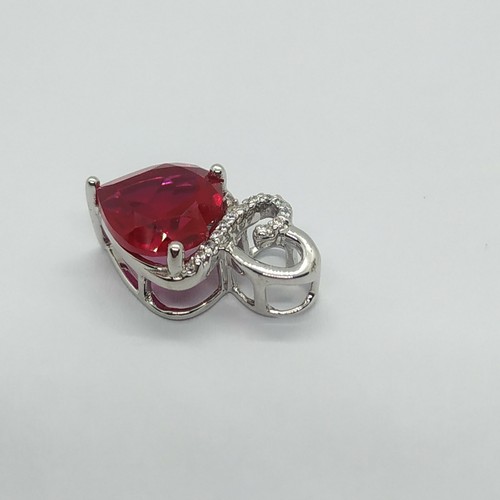 4Ct Created Ruby Double Heart Cut Infinity Pendant 14k White Gold Plated - Picture 8 of 9