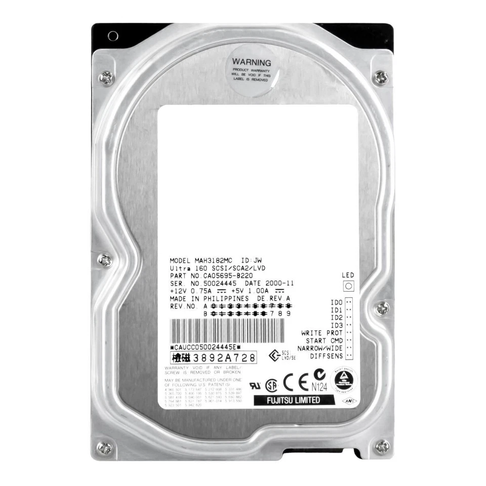 Hard Drive Fujitsu MAH3182MC 18GB 7200RPM 4MB Cache SCSI U160 80-Pin 3.5" Inch - Image 2 of 3