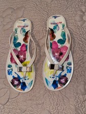 Coach Landon Floral Jelly Flip Flops Sandals Bow Thong Floral Size 8B Preppy