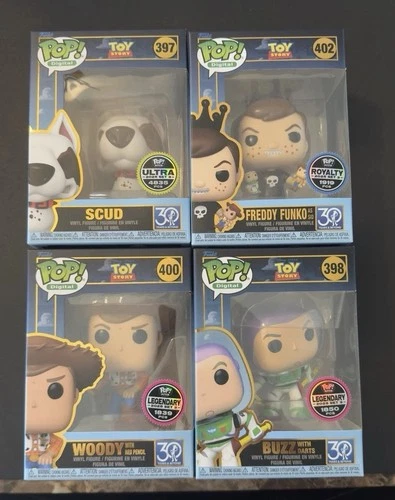 Toy Story Digital Funko Pops 4 Funko Set Woody, Buzz, Scud, Freddy As Sid