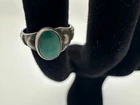 1.22g Vintage Sterling Silver 925 Green Oval Ring Art Deco Style Size Sub 1 M