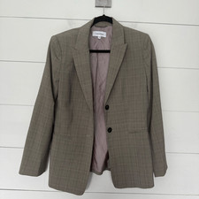 Calvin Klein Women s 10 Windowpane Blazer Jacket Office Core Career