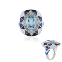 Cavill Ring Sterlingsilber 2,25Ct Schweizblauer Londonblauer Topas Blau
