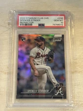 2022 Stadium Club Chrome #296 Spencer Strider Refractor Rookie, PSA 10 Gem Sh