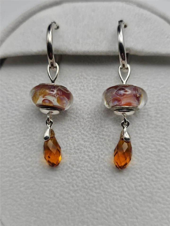 New Chamilia HOOP Earrings w/MURANO GLASS & SWAROVSKI BRIOLETTE Beads $185 - Image 2 of 4