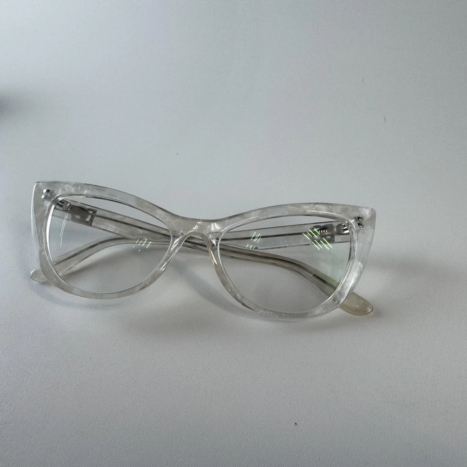Armações ópticas femininas Dolce & Gabbana olho de gato acetato de mármore transparente com estojo - Imagem 2 de 4
