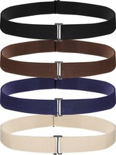2/3/4 Pack Women Elastic Stretch Belt Invisible Belts with Flat Buckle for Je...