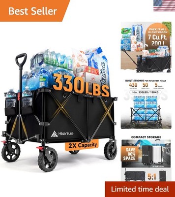 Compact Collapsible Wagon - 330lbs Capacity for Camping, Garden & Shopping