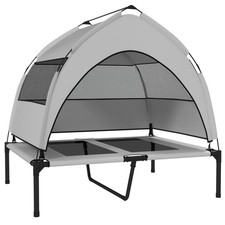 Elevated Dog Bed with Canopy – Portable Raised Cot for Indoor/Outdoor