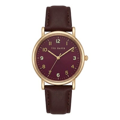 Ted Baker Damen-Burgunder-Lederarmbanduhr TB1003