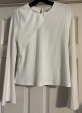 $295 Derek Lam 10 Crosby Minimalist Pleated Asymmetric Front Size M Flare Sleeve