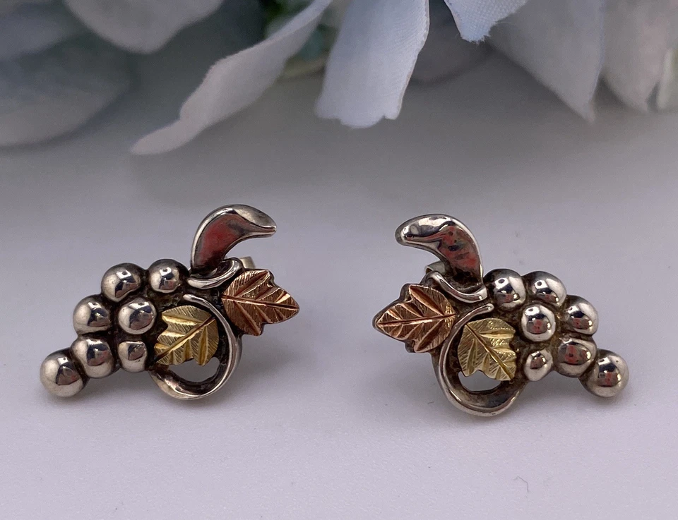 Sterling Coleman Black Hills Gold 12K Stud Earrings .75 In 3.4 Grams Signed CCO - Image 4 of 4