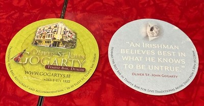 OLIVER ST JOHN GOGARTY TEMPLE BAR DUBLIN IRELAND Quote BEER COASTER