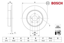2pcs Brake Disc Bosch 0986479H63 for Toyota Yaris