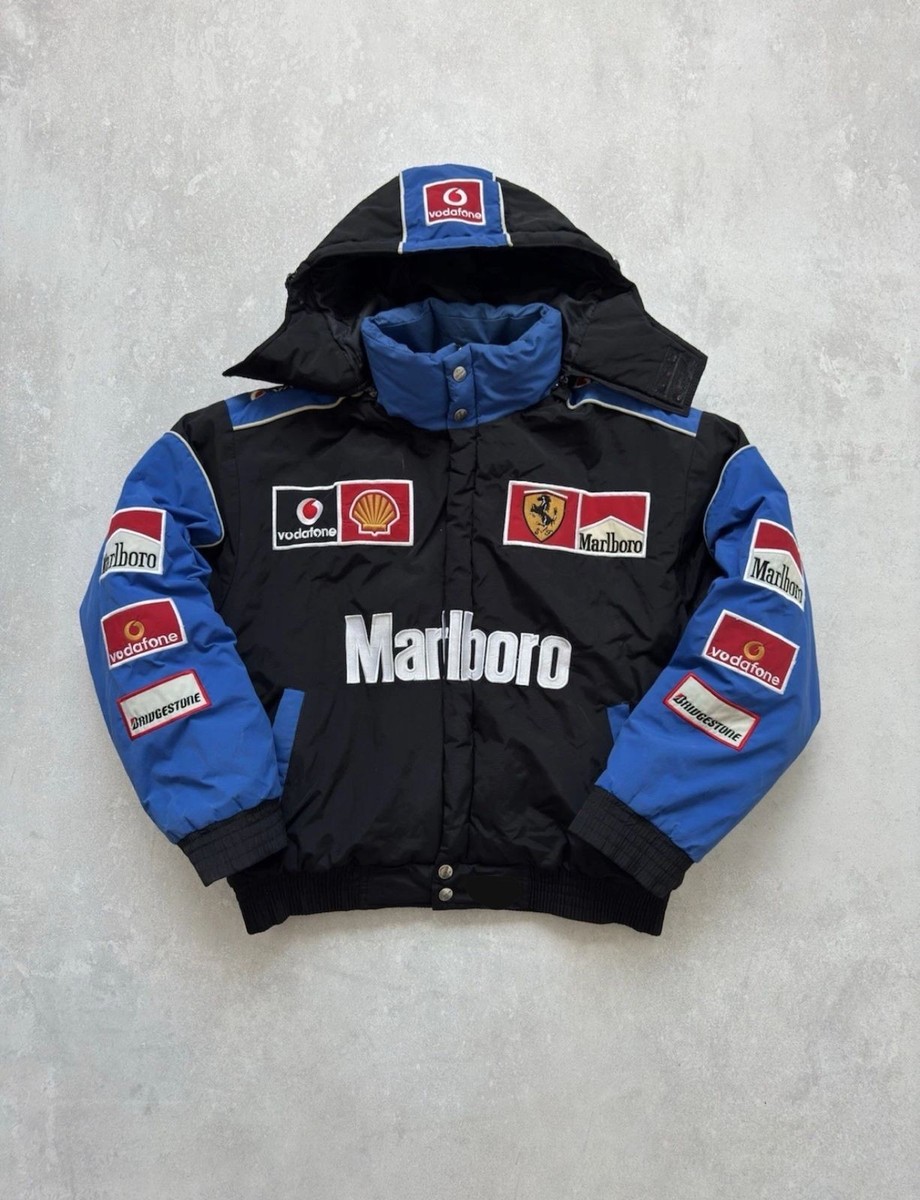 Vintage Ferrari Marlboro NASCAR Embroidery Racing Jacket with free