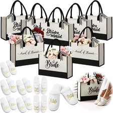 16 Pcs Bridesmaid Tote Bags and Wedding Slippers Will You Be My Bridesmaid
