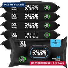 DUDE Wipes Unscented Flushable Wipes - Extra-Large Adult Wet Wipes for Sensitive