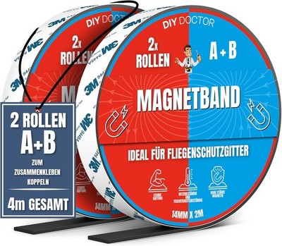 DIY Doctor Magnetband für Fliegengitter (4 m)   Selbstklebend mit 2 m + 2 m A+B