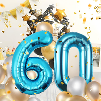 60 Geburtstag Deko Zahlen Luftballon 60 Jahre | Folienballon Blau - FüR 60. Gebu