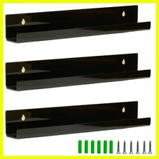 3 Pack Vinyl Record Wall Mount Holder-12 Inch Black Acrylic Shelf For Vinyl R...