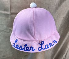Vintage Lester Lanin Orchestra Pink Bucket Hat with Blue Lettering Made in USA