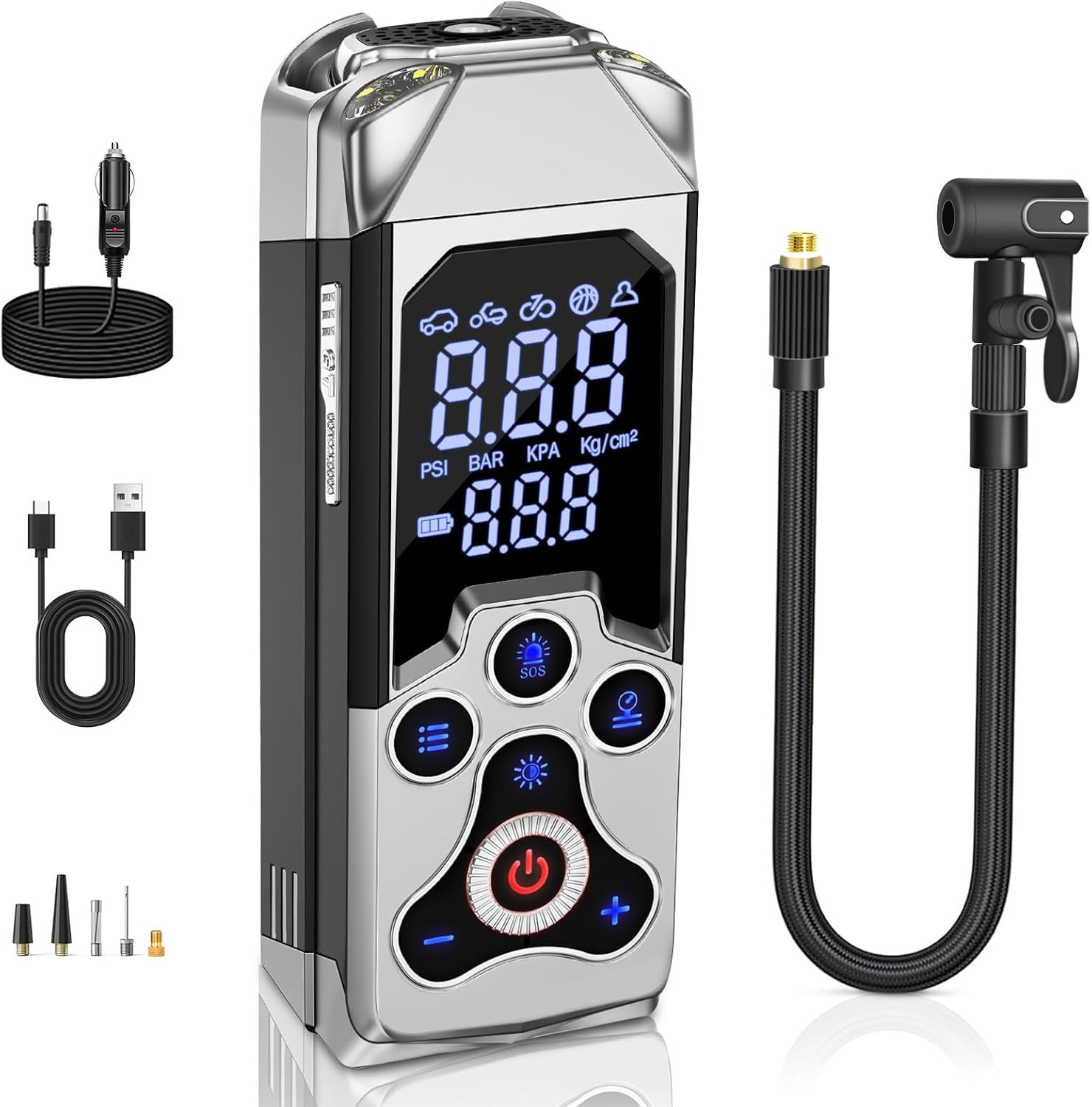 Inflador Ruedas Coche Hinchador Electrico: 150PSI Compresor Aire Portatil,12V Mi