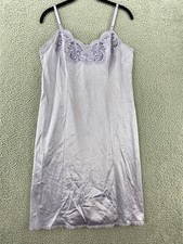 Vintage Antron Nylon Full Slip Womens Medium Purple Lace Trim Lingerie USA 80s