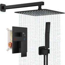 Shower Faucet Set Rainfall Wall Mounted Head Combo Set 12 Inch Mixer Valve Kit
