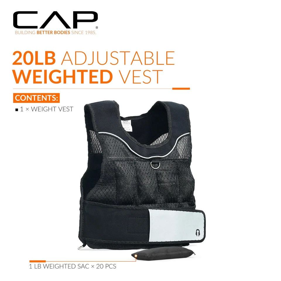 20 Pound Adjustable Weighted Vest for Strength Training and Conditioning - Image 2 of 4