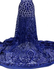 Royal Blue Stretch Sequin Fabric 4-Way Mesh Sequin 50" Width sell By the Yard