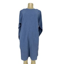 Pure J Jill Medium Women Blue Cotton Blend Knit Shift Sweater Dress Pockets TS12
