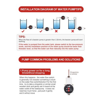 US Plug Smart Shower Water Pressure Booster Pump Variable Frequency 475.5GPH SET