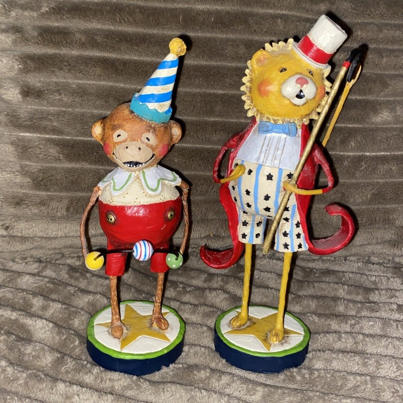 Lori Mitchell Circus Figurine TLC Lot Manny Monkey & Rumba Lion Retired READ