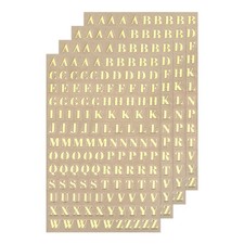 4 Sheet Letter Resin Stickers Alphabet Sticker Glitter Uppercase Gold 3mm