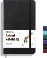 Bullet Dotted Journal Notebook, Leather Dotted Notebook with 100Gsm Thick Dotted