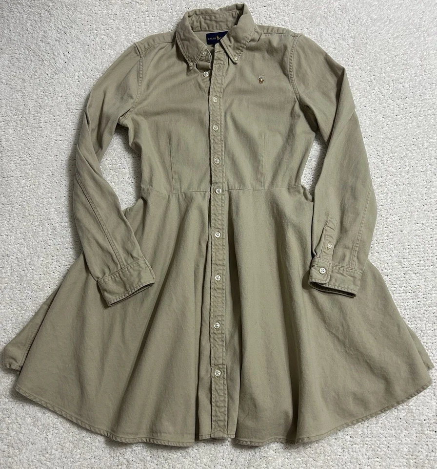 Vestido Uniforme Ralph Lauren Niñas Talla 16 Caqui Preppy Academia Plisado Manga Larga Foto 3 de 4