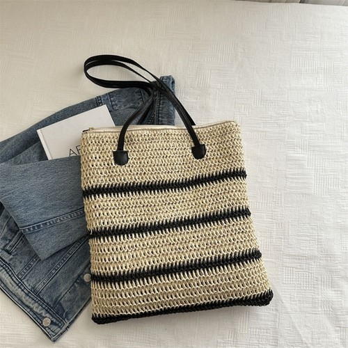 Solid Color Shoulder Bag Large Capacity Shopping Bag Casual Handbag - Picture 12 of 13