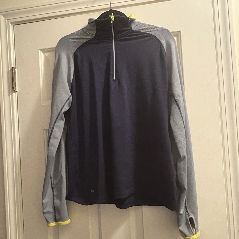 Ralph Lauren L-RL Performance 1/4 Cremallera Azul y Amarillo Sudadera con Agujeros para el Pulgar XL Foto 2 de 4