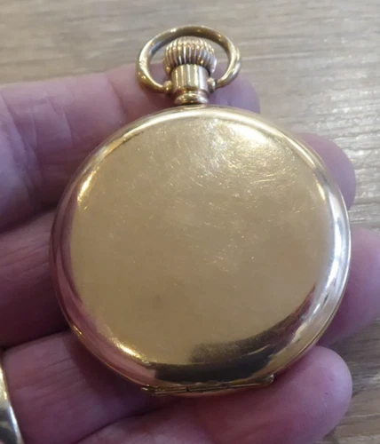 WALTHAM  ANTIQUE GENTS GOLD PLATED FULL HUNTER POCKET WATCH  WORKING