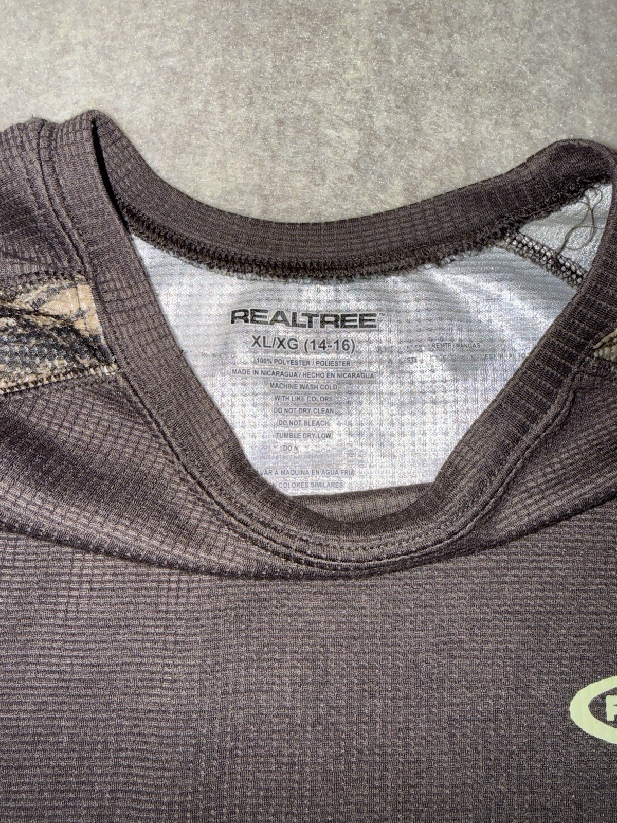 Realtree Boys Size XL(14/16) Camo Brown Long Sleeve Tshirt Waffle Knit image 3