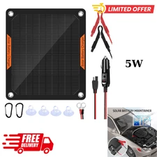 12 Volt Solar Battery Maintainer Waterproof Car Rv Charger Tender Trickle 5W