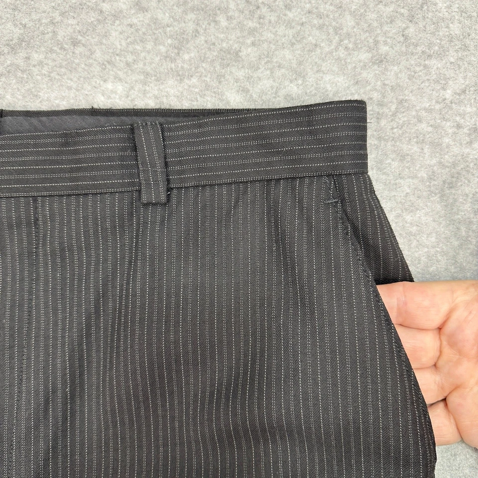 Calvin Klein Dress Pant Mens 32x32 Black Pinstripe Wool Business Casual Trouser - Image 4 of 4