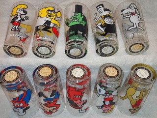 10 Pepsi Salesman Sample Collector Glasses With Brockway Stickers! Go Go Gophers